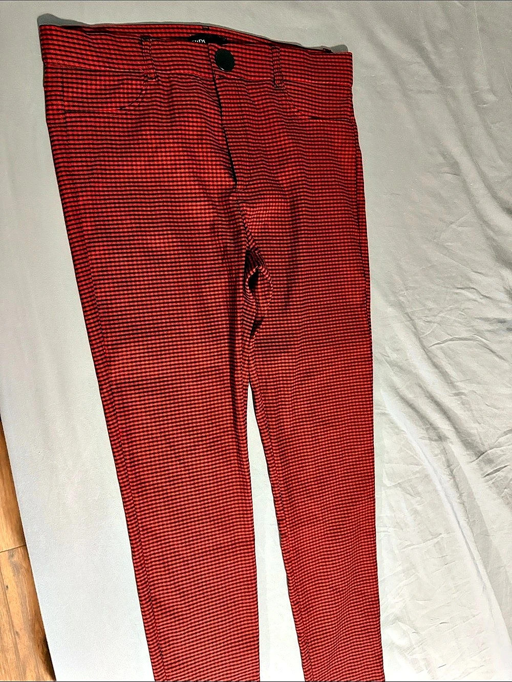 Zara Red and Black Check Skinny Pants Red & Black Check Skinny Pants
